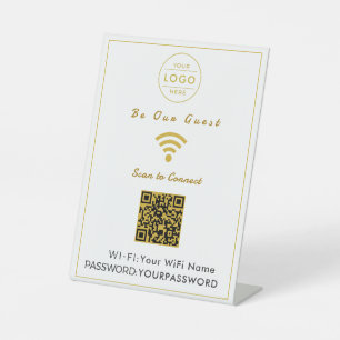 Elegant Faux Gold QR Code WiFi Sign
