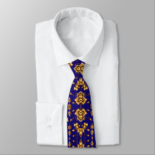Elegant faux gold roses on royal blue tie