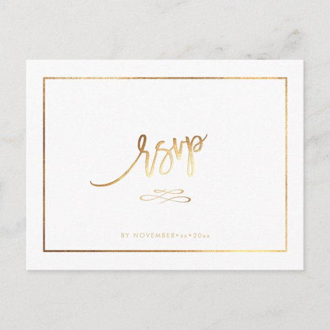 Elegant Faux Gold RSVP Postcards (Front)