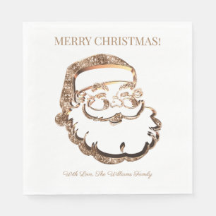 Elegant Faux Gold Santa Claus Merry Christmas Napkin