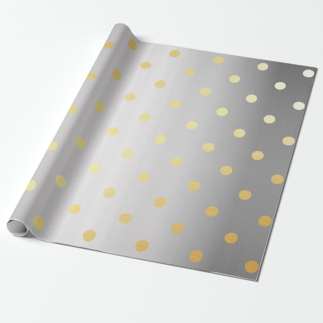 elegant faux gold silver polka dots wrapping paper (Unrolled)