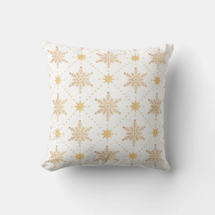 Elegant Faux Gold Snowflakes Christmas Patttern Cushion