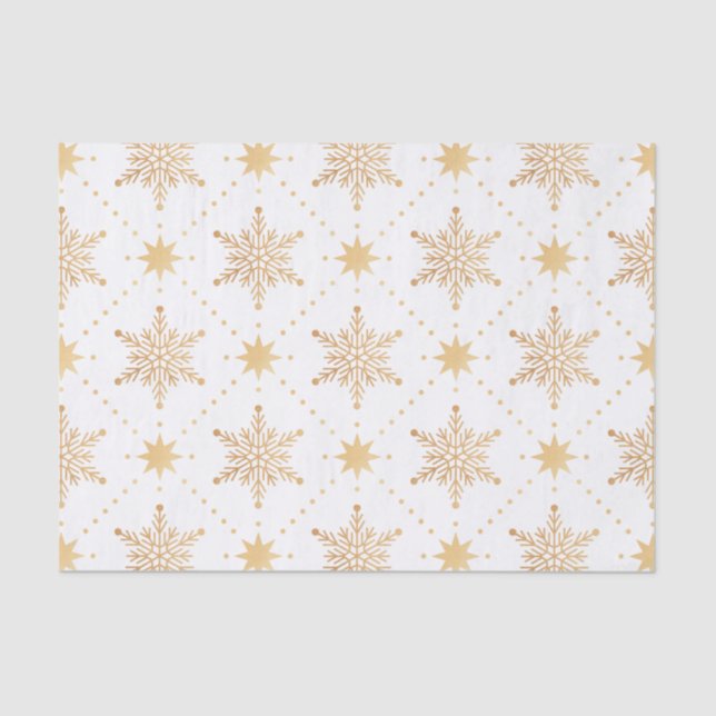 Elegant Faux Gold Snowflakes Christmas Patttern Tissue Paper (Front)