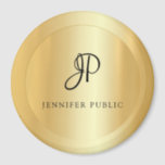 Elegant Faux Gold Template Monogram Modern Large Magnet<br><div class="desc">Elegant Faux Gold Template Monogram Modern Large Round Magnet.</div>