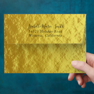 Elegant Faux Gold Textured Image Wedding A7 Envelope