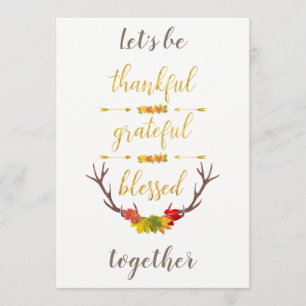 Elegant Faux Gold Thankful Thanksgiving Invite