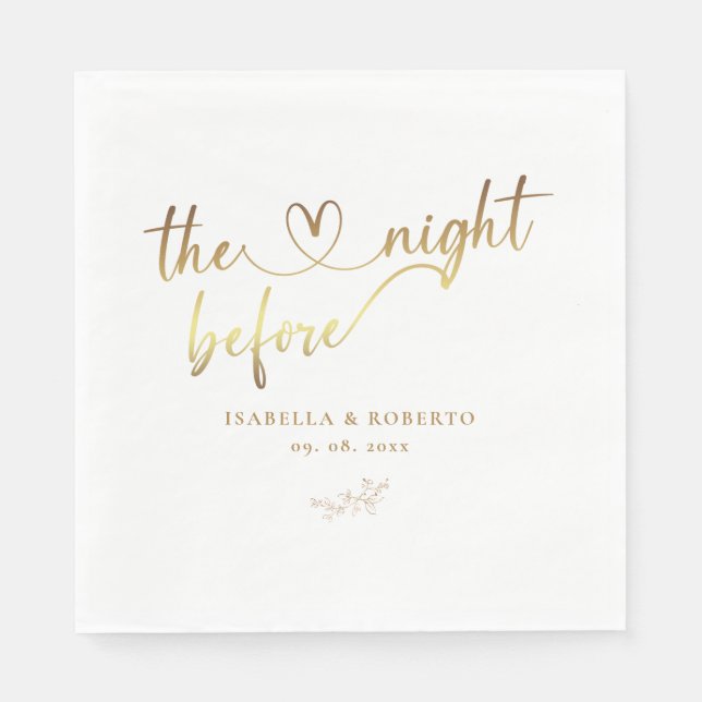 Elegant Faux Gold The Night Before Wedding Napkin (Front)