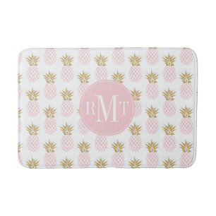 Elegant faux gold tropical pineapple pattern bath mat