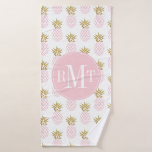 Elegant faux gold tropical pineapple pattern bath towel set