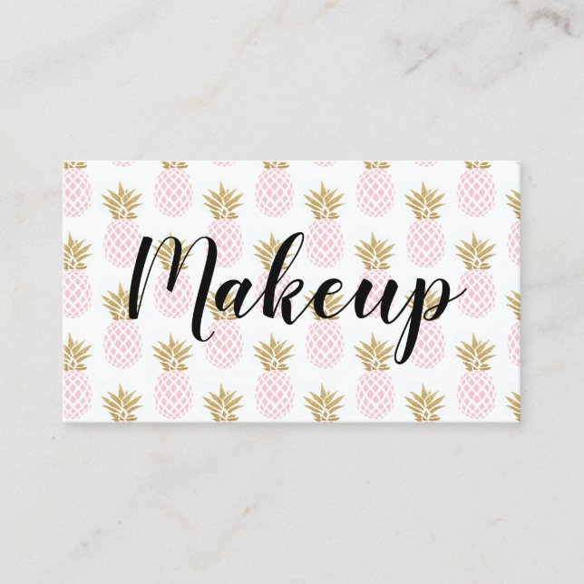 Elegant faux gold tropical pineapple pattern business card (Front)