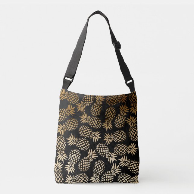 elegant faux gold tropical pineapple pattern crossbody bag (Front)