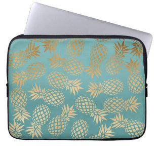 elegant faux gold tropical pineapple pattern laptop sleeve