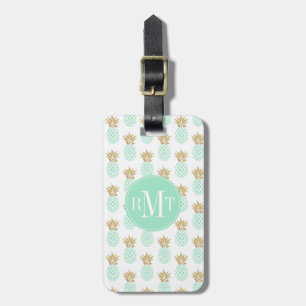 Elegant faux gold tropical pineapple pattern luggage tag