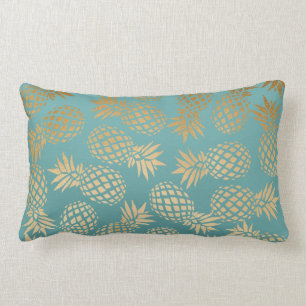 elegant faux gold tropical pineapple pattern lumbar cushion