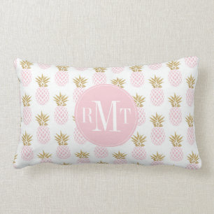 Elegant faux gold tropical pineapple pattern lumbar cushion