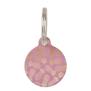 elegant faux gold tropical pineapple pattern pet tag