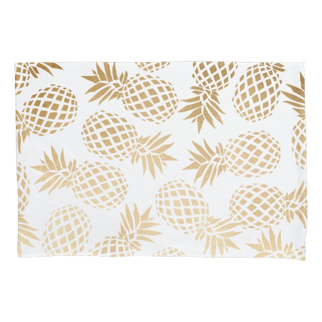 elegant faux gold tropical pineapple pattern pillowcase (Front)