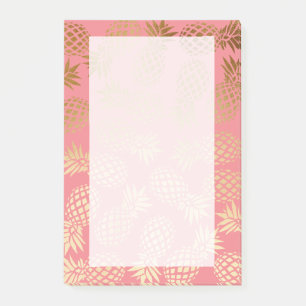 elegant faux gold tropical pineapple pattern post-it notes