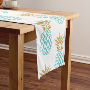 Elegant faux gold tropical pineapple pattern short table runner