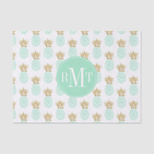 Elegant faux gold tropical pineapple pattern tissue paper