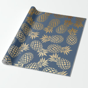elegant faux gold tropical pineapple pattern wrapping paper