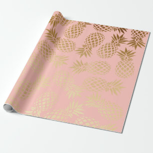 elegant faux gold tropical pineapple pattern wrapping paper