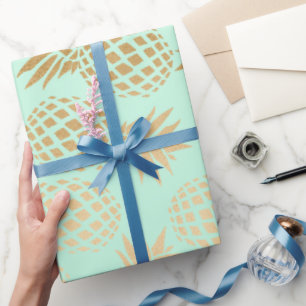 elegant faux gold tropical pineapple pattern wrapping paper