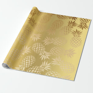 elegant faux gold tropical pineapple pattern wrapping paper