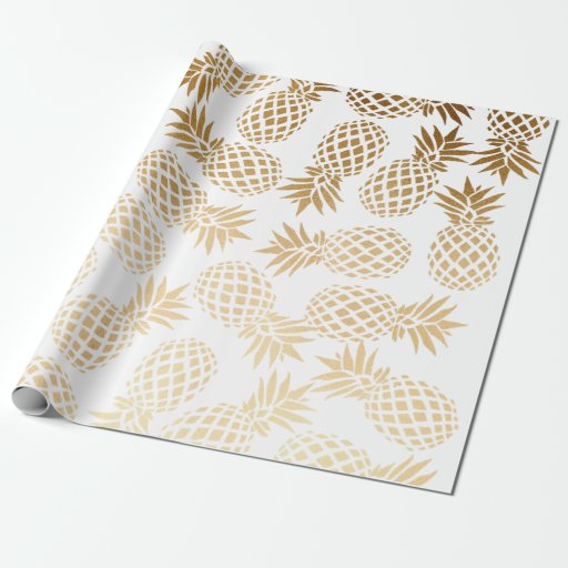 Image of elegant faux gold tropical pineapple pattern Wrapping Paper