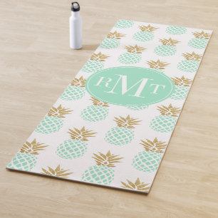 Elegant faux gold tropical pineapple pattern yoga mat
