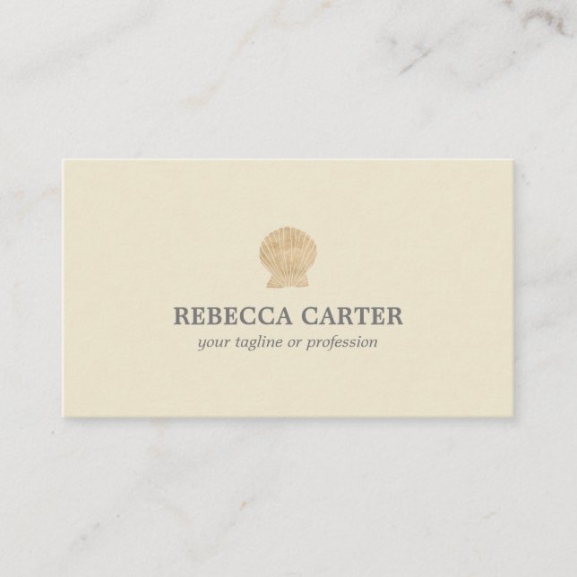 Elegant FAUX Gold Tropical Seashell Beach Coastal Business Card (Front)