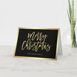 Elegant Faux Gold Typography Merry Christmas Holiday Card