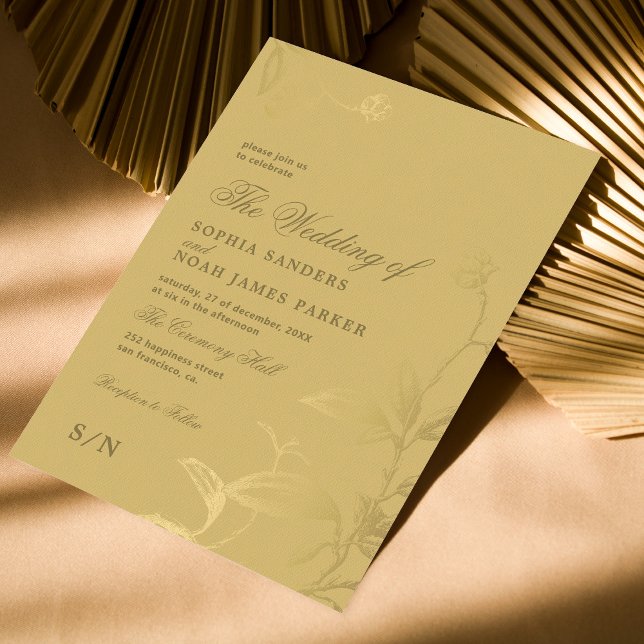 Elegant faux gold vintage antique wedding invitation (Creator Uploaded)