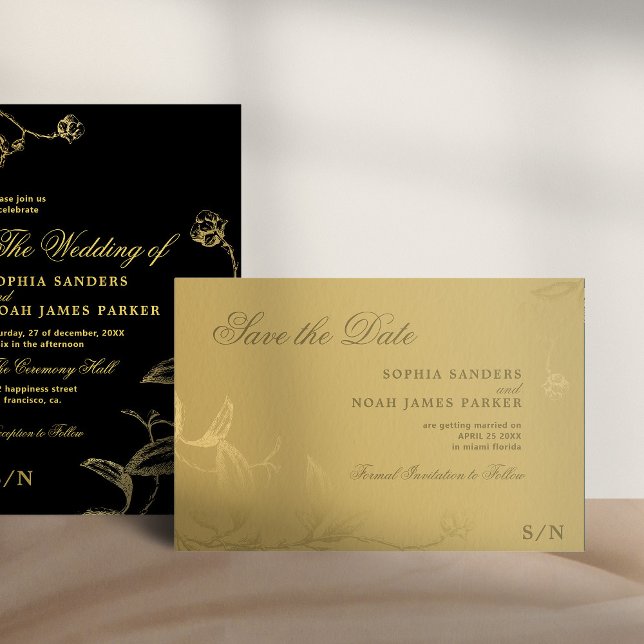 Elegant faux gold vintage wedding save the date (The invitation can be purchased separately)