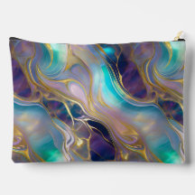 Elegant Faux Gold w Teal & Purple Opal Stone Large