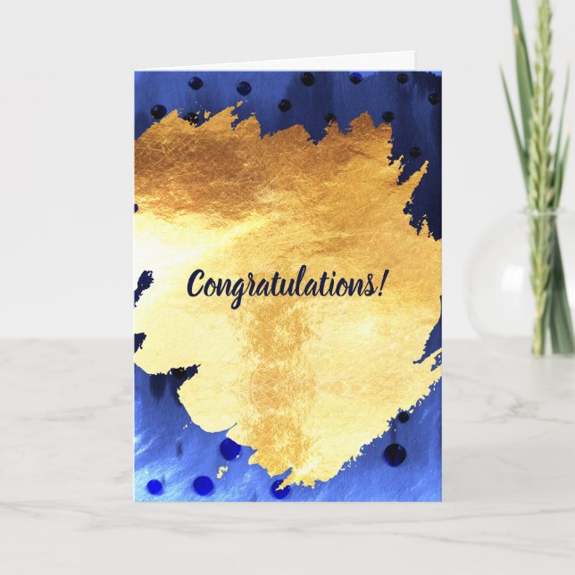 Elegant Faux Gold Watercolor Congratulations Card (Front)
