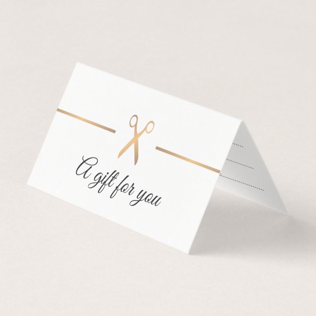 Elegant Faux Gold White Hair Gift Certificate (Front)