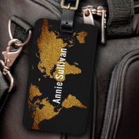 Elegant Faux Gold World Map Travel Agent