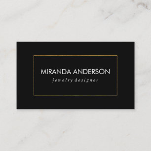 Elegant Faux Golden Border Black White Business Card