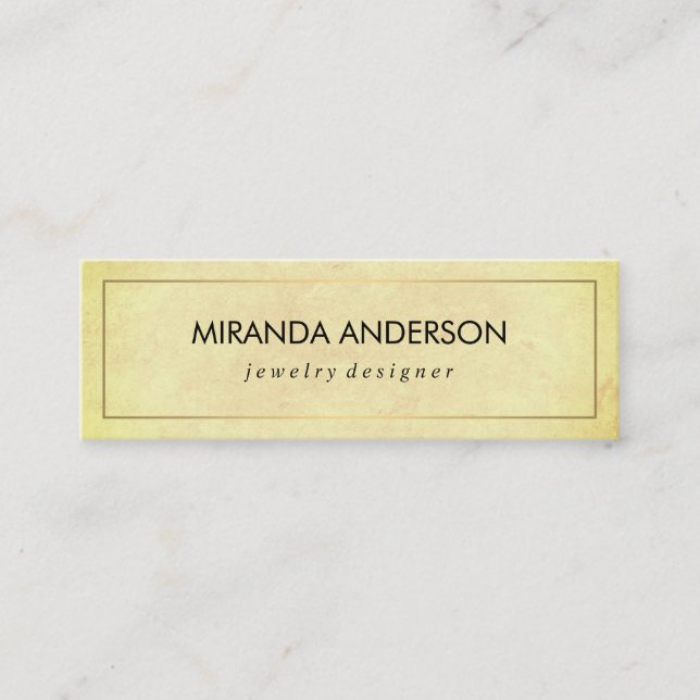 Elegant Faux Golden Border Chic Texture Mini Business Card (Front)