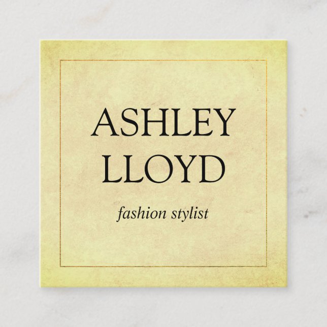 Elegant Faux Golden Border Chic Texture Square Business Card (Front)