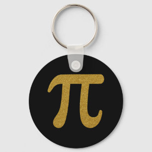 Elegant Faux Golden Glitter Symbol for Number Pi Key Ring