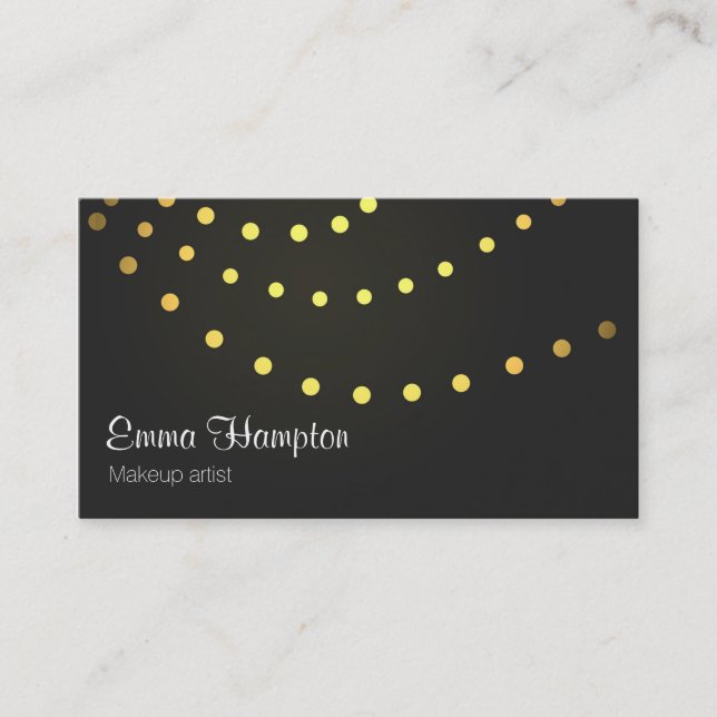 Elegant faux golden light strings dots cards (Front)