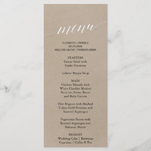 Elegant Faux Kraft Calligraphy Dinner Menu Card