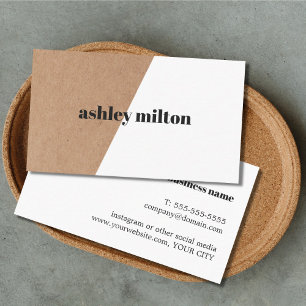 Elegant Faux Kraft White Bold Geometric Consultant Business Card