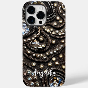 Elegant Faux Leather Abstract Minimalist Case-Mate iPhone 14 Pro Max Case