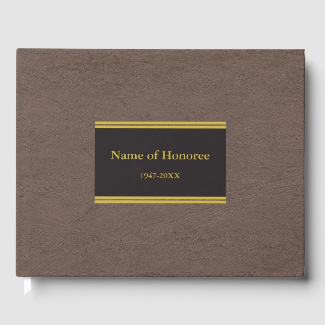 Elegant faux leather Memorial Guest Book (Front)