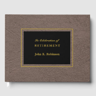 Elegant Faux Leather Retirement Guest Book