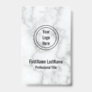 Elegant Faux Marble Employee Corporate Name Tag ID Badge