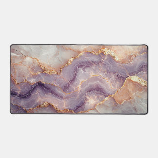 Elegant Faux Marble Mauves and Gold Desk Mat